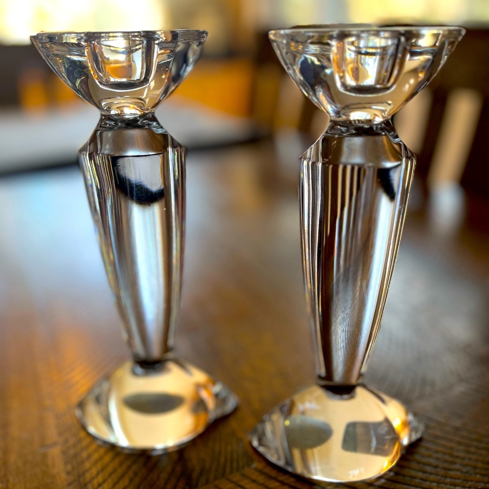 Bohemia lead crystal candle sticks.